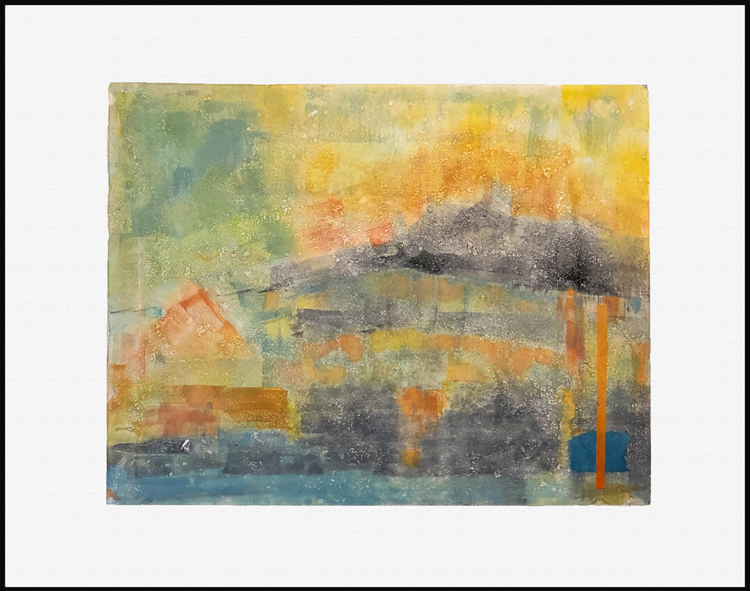   “Sky Light”  Oh, those glorious nights of color - lightens the spirit. 16 x 20”  Mixed Media Monotype, Matted and Framed, 1/1   $390 - Sold  