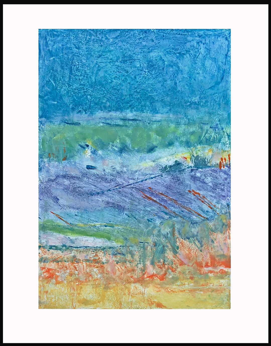   “The Wind in the Meadow”  Mixed Media Monoprint, matted 32 x 25 inches, 1/1   $275  
