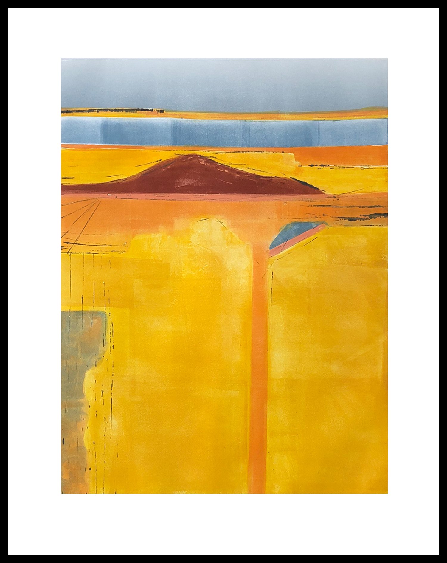    “Sacred Land”    There is only one planet, we must think of it as sacred. 1/1  Monotype, Ready for you to hang, framed/matted 35 x 28”   $890 - sold  