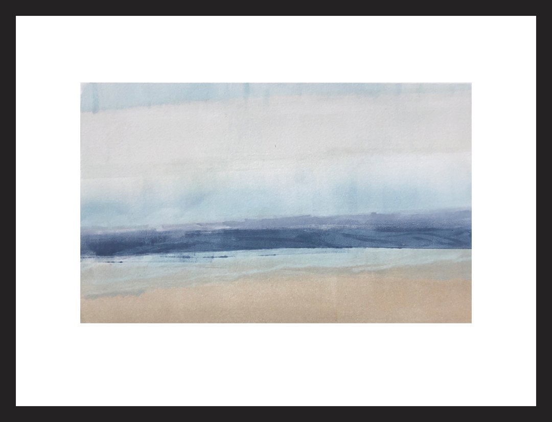    Intermission    The moment in time when the rain has stopped and it’s a perfect time for a walk on the beach. Monotype, Mat/ frame @13.25 x 16.5,” 1/1   $360   Shipping and handling are not included in the cost of the artwork.    Please link here 