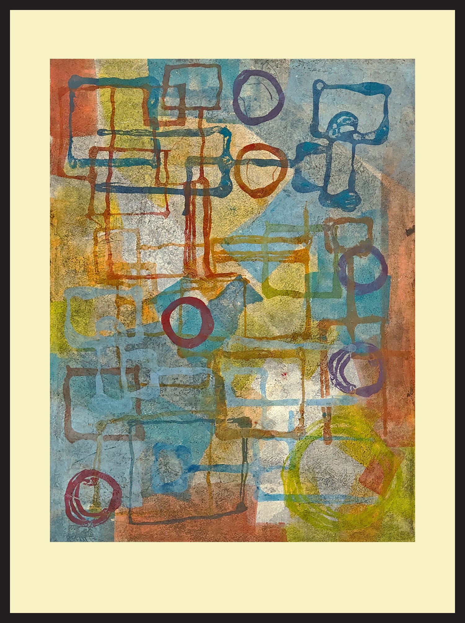    At Every Turn   there is a new opportunity for adventure or a new beginning. Life is a journey, not a destination.  Monoprint, custom mat and gray metal frame, 32.25 x 25.25,” 1/1  &nbsp; $945 - SOLD  