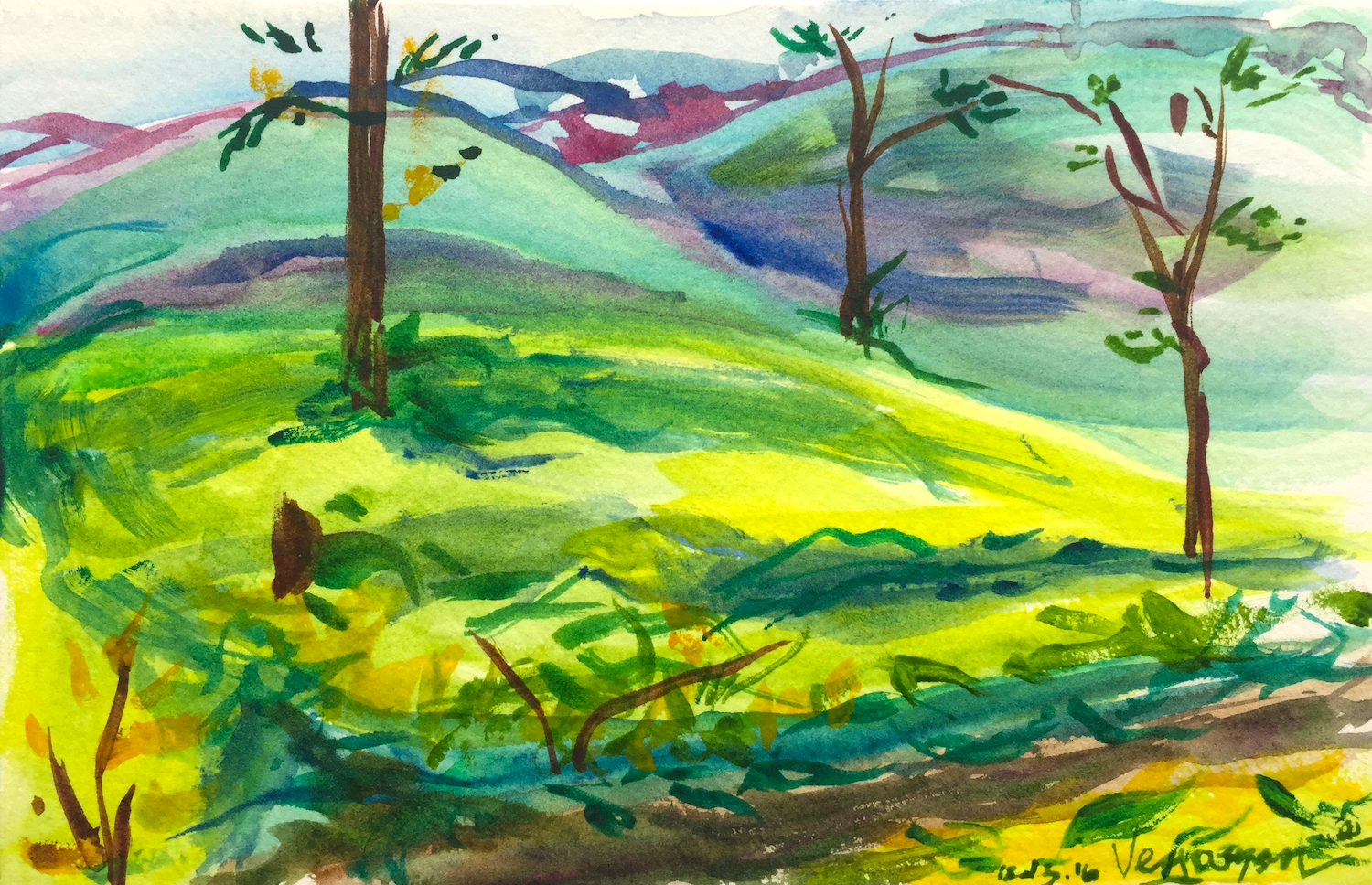 Vagamon December 2016 Watercolor on paper 4" x 6"