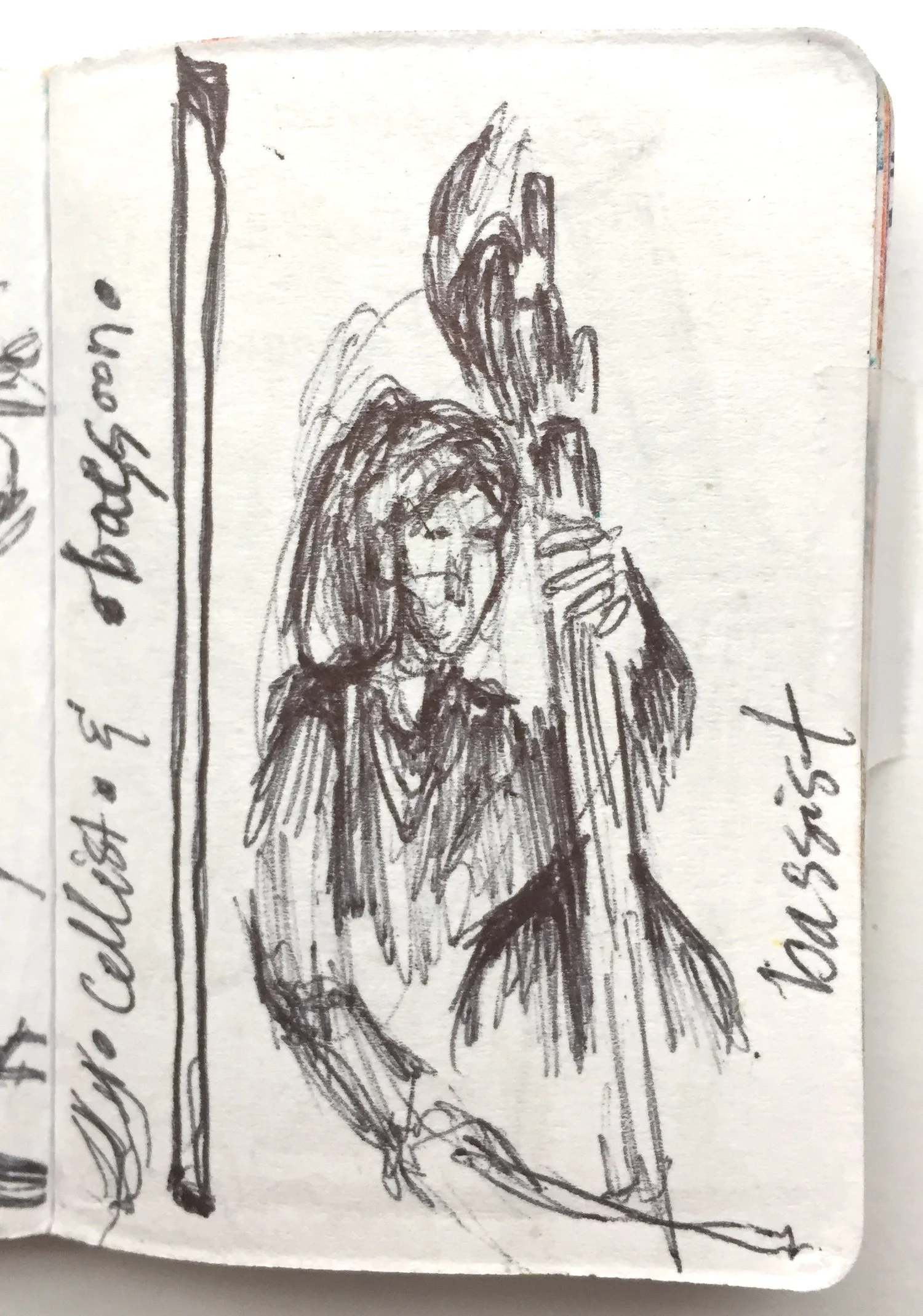 Bassist November 2018 Pen on paper 2.33”x1.66”