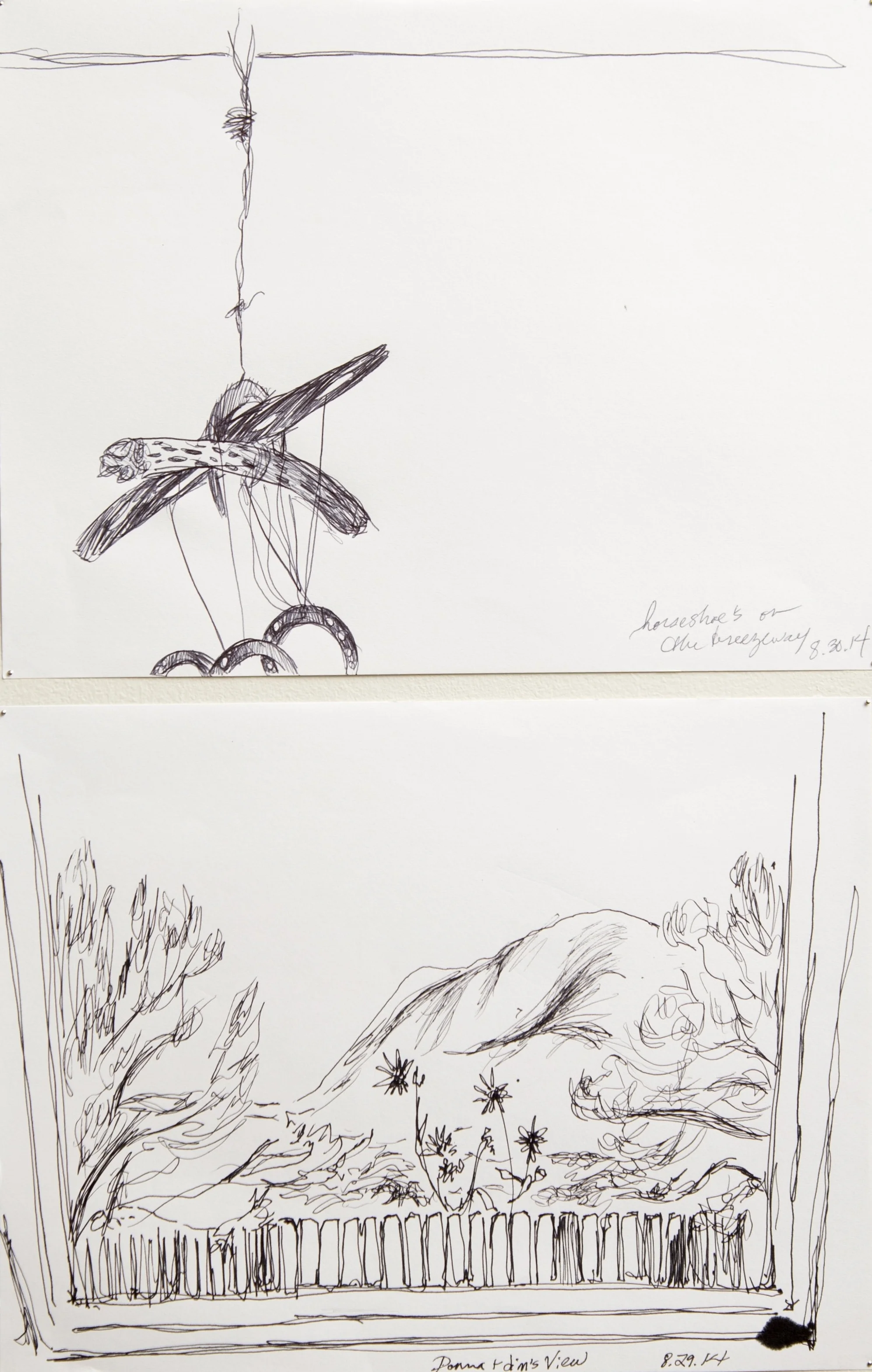 top: On the Breezeway 2014 Pen on paper 8.5”x11" bottom: The Living Room 2014 Pen on paper 8.5”x11" photo credit: Erin Henry