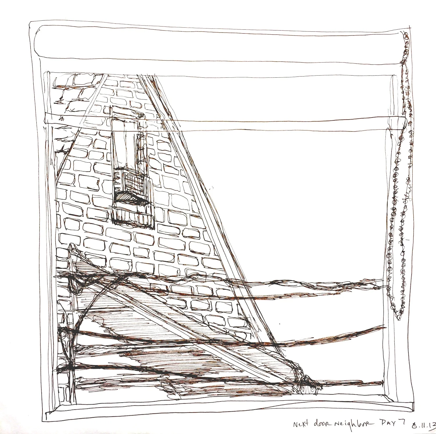 Next Door Neighbor 2013 Pen on paper 10”x10”