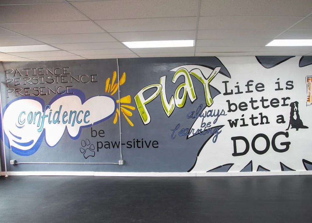 Mural at Doozle’s Den updated 2025 (originally 2021) 196” x 106” (16 1/2 ‘ width x 8 1/2’ height) Photo credit: Erin Henry