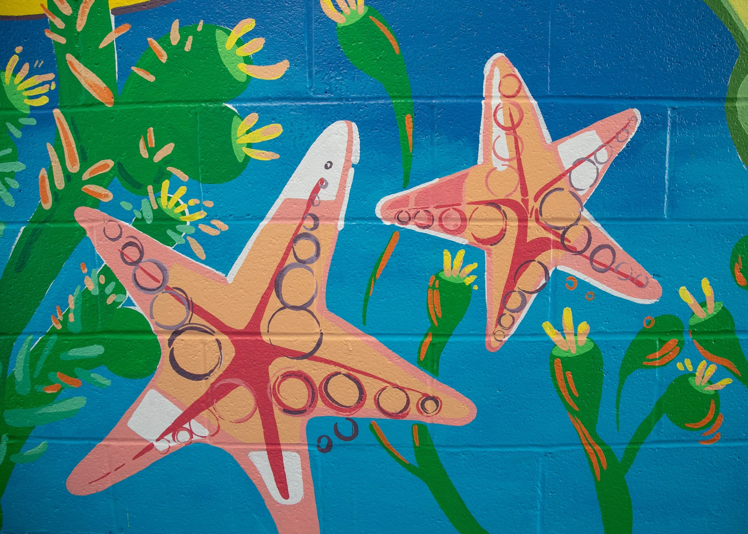   Robinwood West Pool Mural   (detail) 2025 19.5' width x 8' height  Photo credit:  Erin Henry  