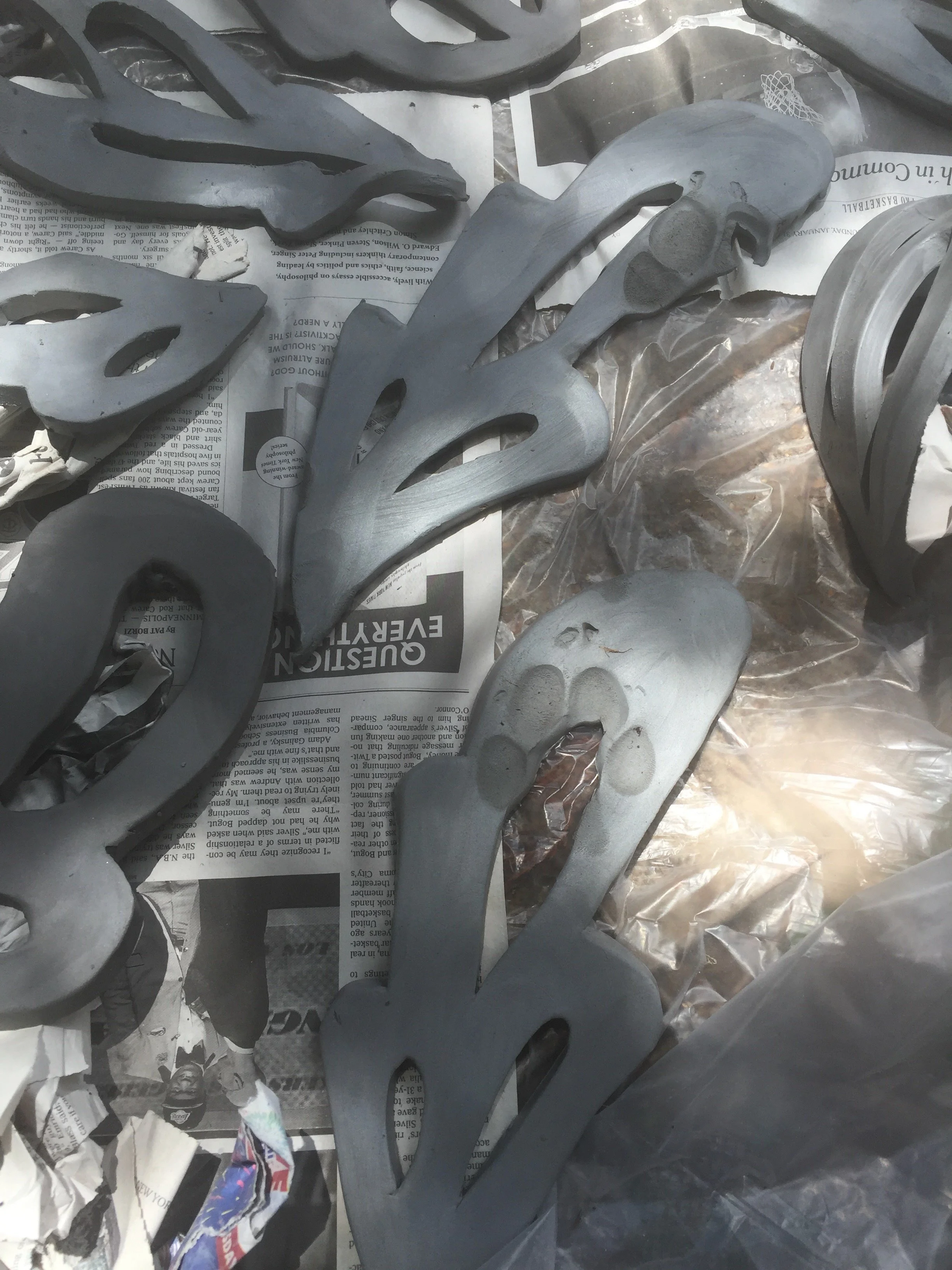  Earthenware clay drying before bisque firing At the artist’s home studio 2016 