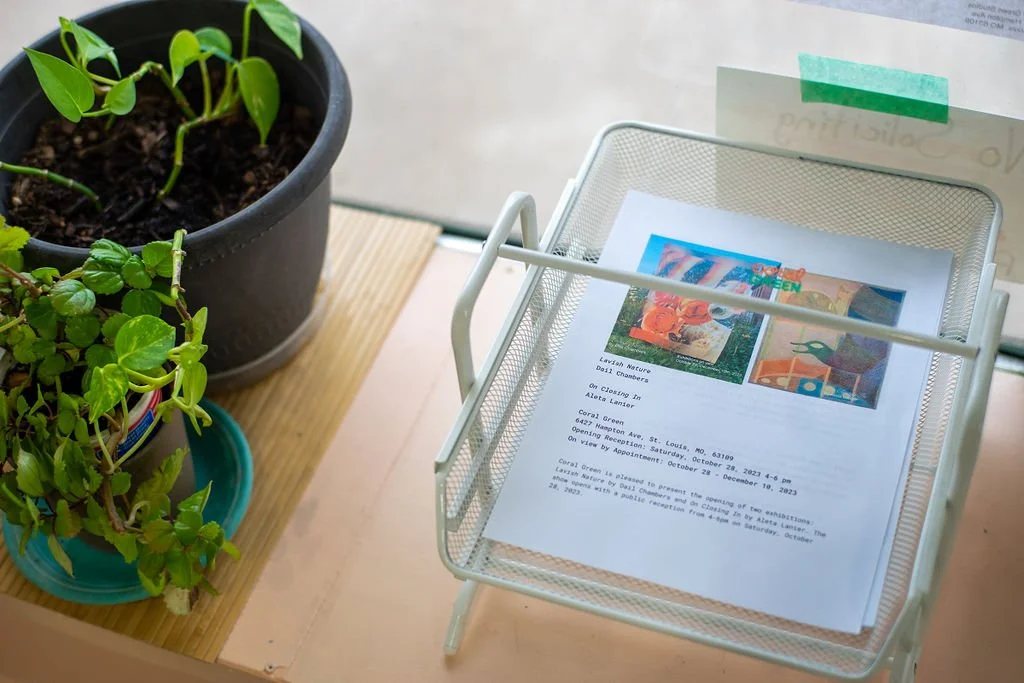  Coral Green&nbsp;Opening Reception Saturday, October 28, 2023    Lavish Nature,  Dail Chambers&nbsp;  On Closing In,  Aleta Lanier&nbsp;  Photo credit: Carly Ann Faye 