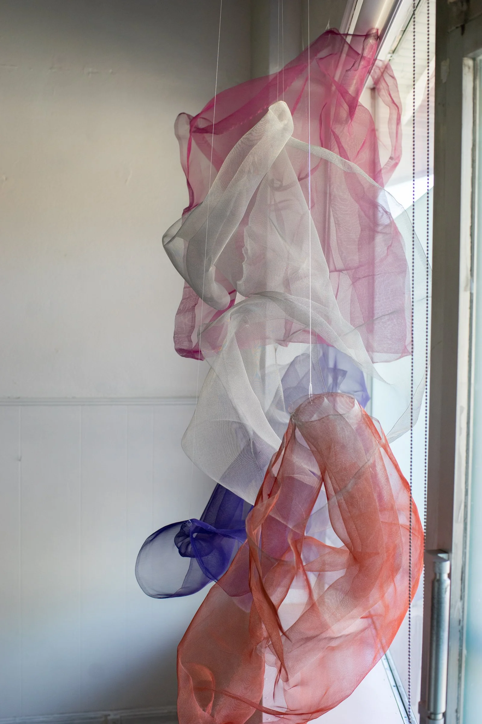  Coral Green Reception Saturday, April 13, 2024   Life Within Shadow, 2nd Iteration , Sukanya Mani   Black Hole Avoidance Protocol,  Janice Wallace   Photo credit: Carly Ann Faye 