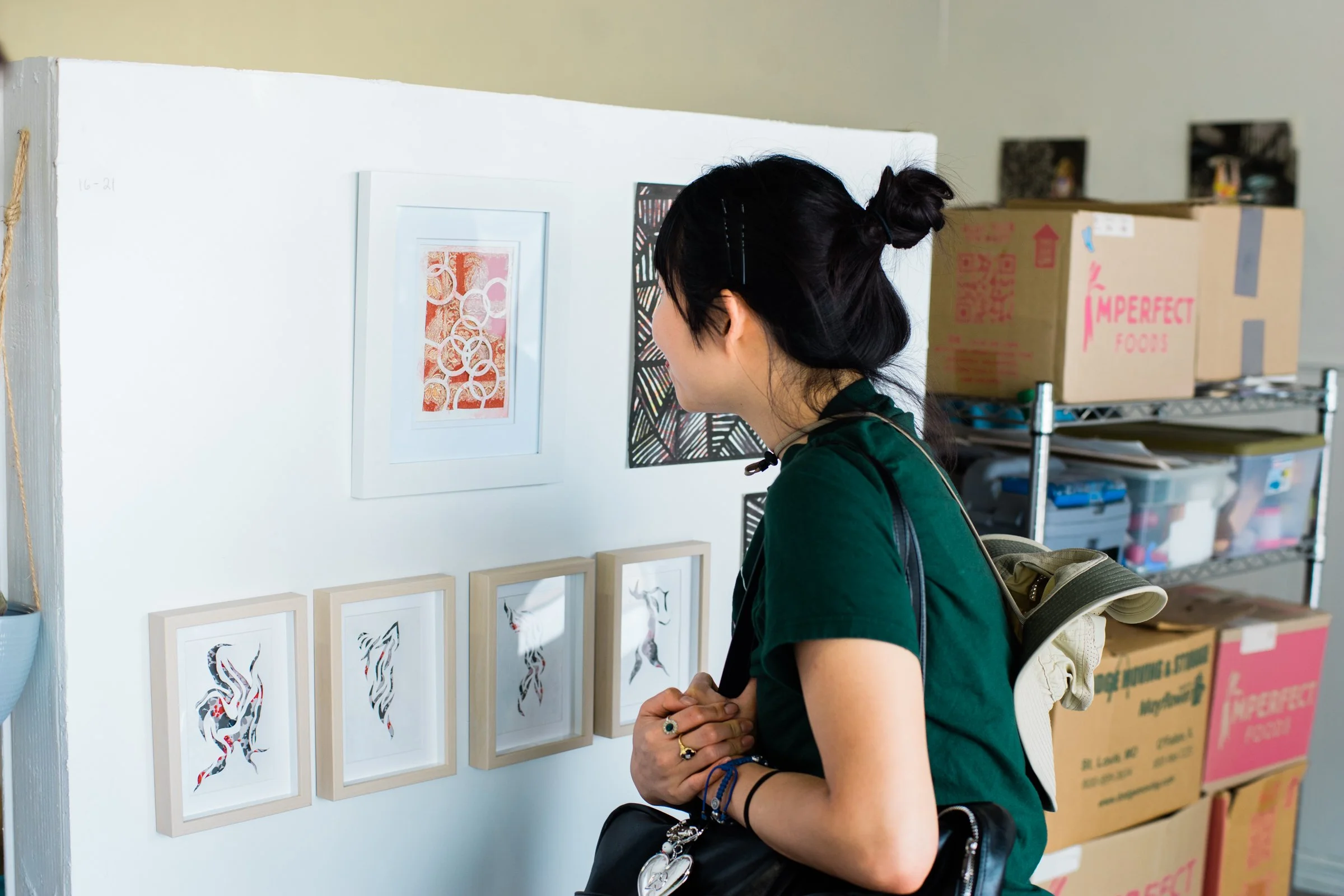  Coral Green Reception Saturday, April 13, 2024   Life Within Shadow, 2nd Iteration , Sukanya Mani   Black Hole Avoidance Protocol,  Janice Wallace   Photo credit: Carly Ann Faye 