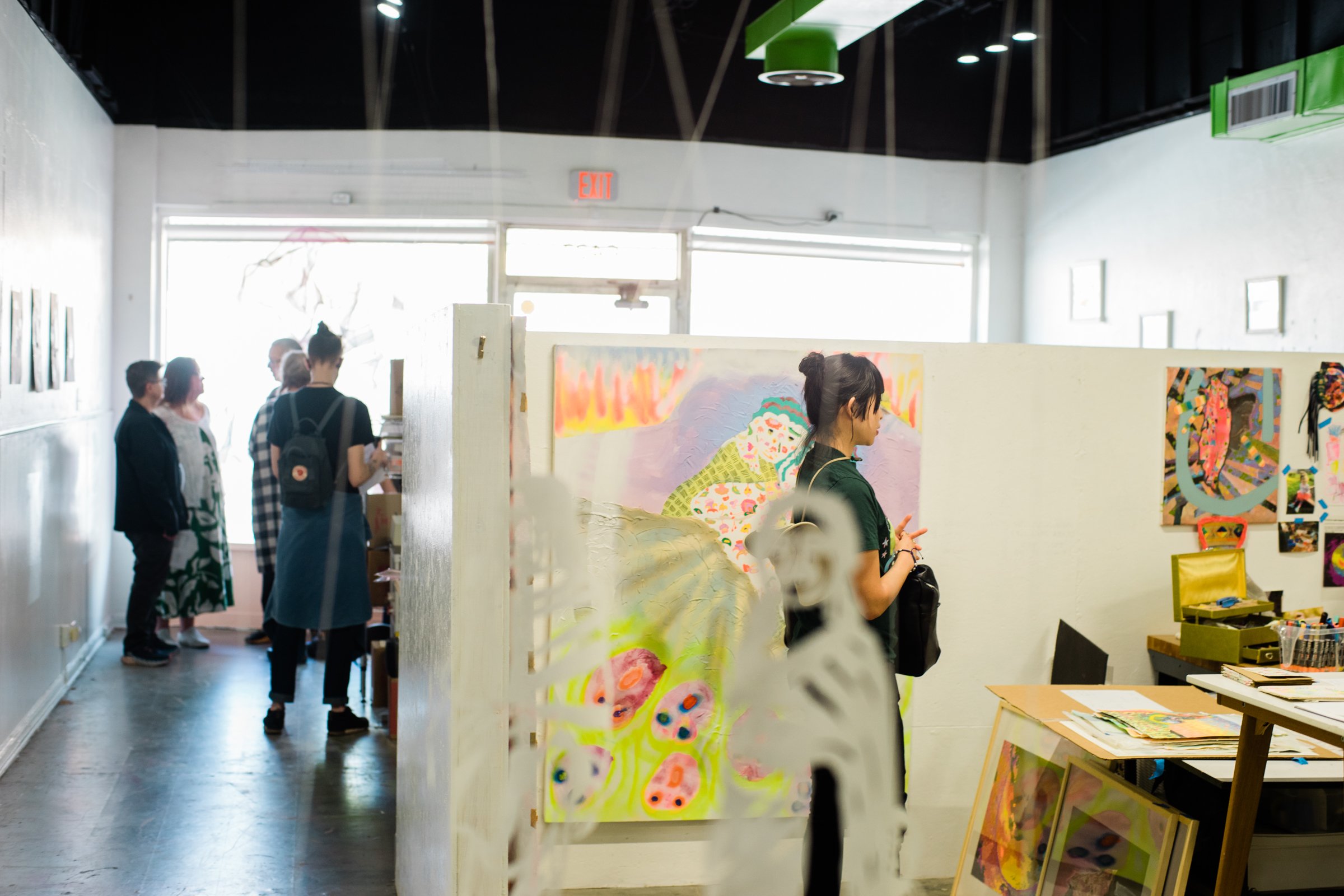  Coral Green Reception Saturday, April 13, 2024   Life Within Shadow, 2nd Iteration , Sukanya Mani   Black Hole Avoidance Protocol,  Janice Wallace   Photo credit: Carly Ann Faye 