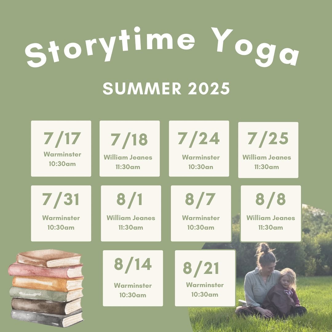 Storytime Yoga starts in July! 

Here&rsquo;s the schedule so you can add it to your summer calendar 🥰