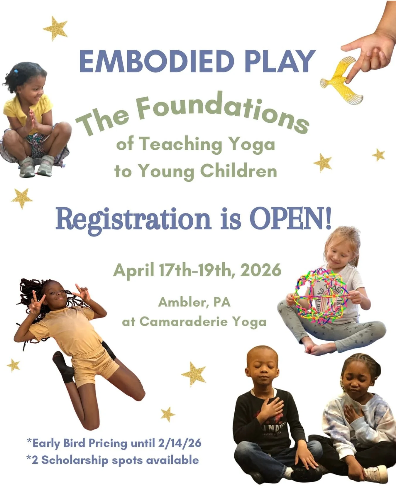 ⭐️ Embodied Play: The Foundations of Yoga for Young Children ⭐️ 

Year 2!

This training would be wonderful for teachers, yoga teachers, caregivers, OT&rsquo;s, PT&rsquo;s, SLP&rsquo;s, and anyone that works with kids in any capacity. 

We&rsquo;ll w
