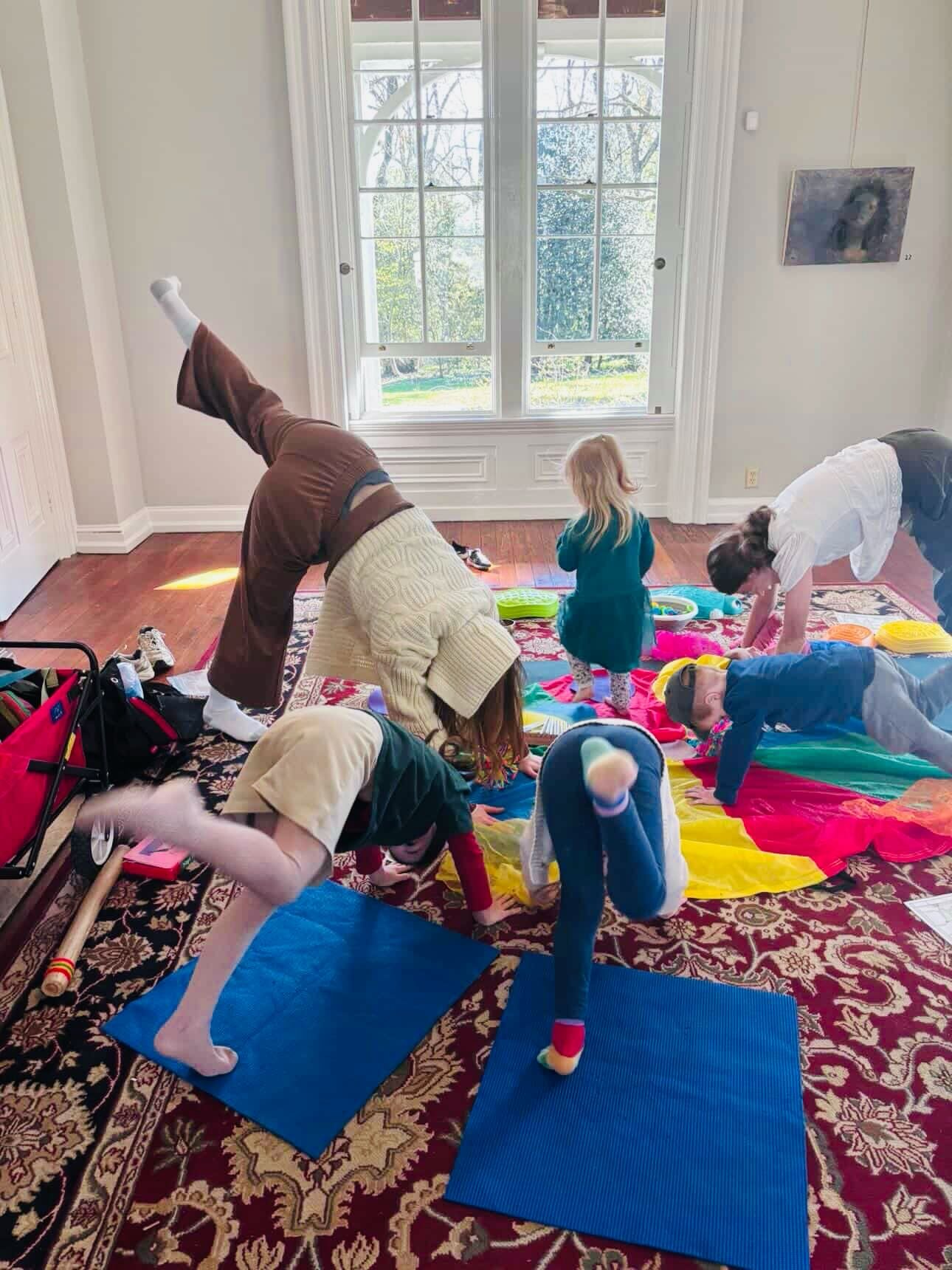 🌱 Nature Family Yoga with Prescribe Outside 🌱 

Class was moved indoors because it was chillier than expected, but the beautiful big windows in this space gave us that outdoor feeling we needed! Windows open, the sound of the sun and birds made for