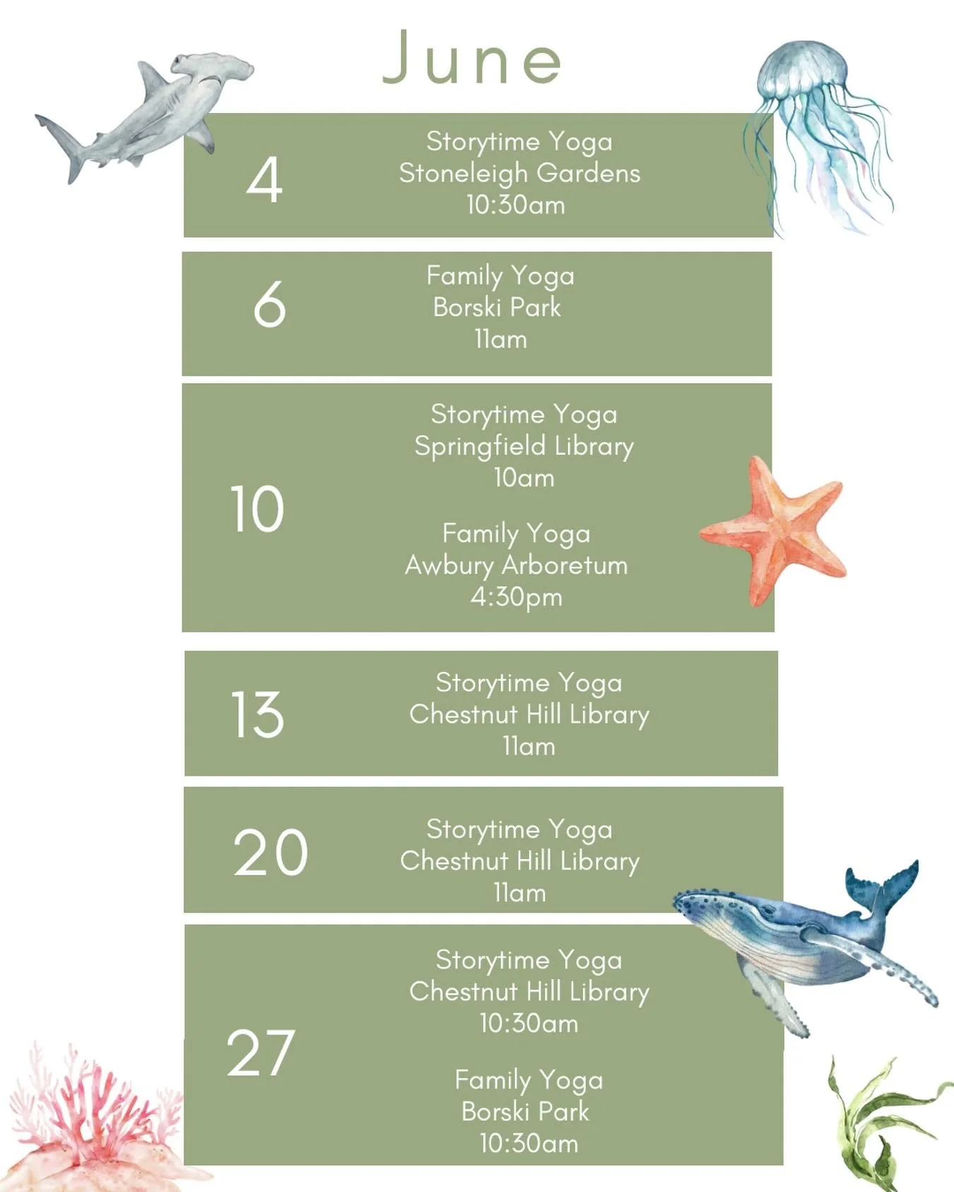 Lots and lots of outdoor family yoga this month! We hope you&rsquo;ll join us 🥰

Register through @prescribeoutsidephilly, @stoneleighgarden, @freelibspringfieldtwp, @chestnut_hill_library, and @riverfrontnorth ✌️