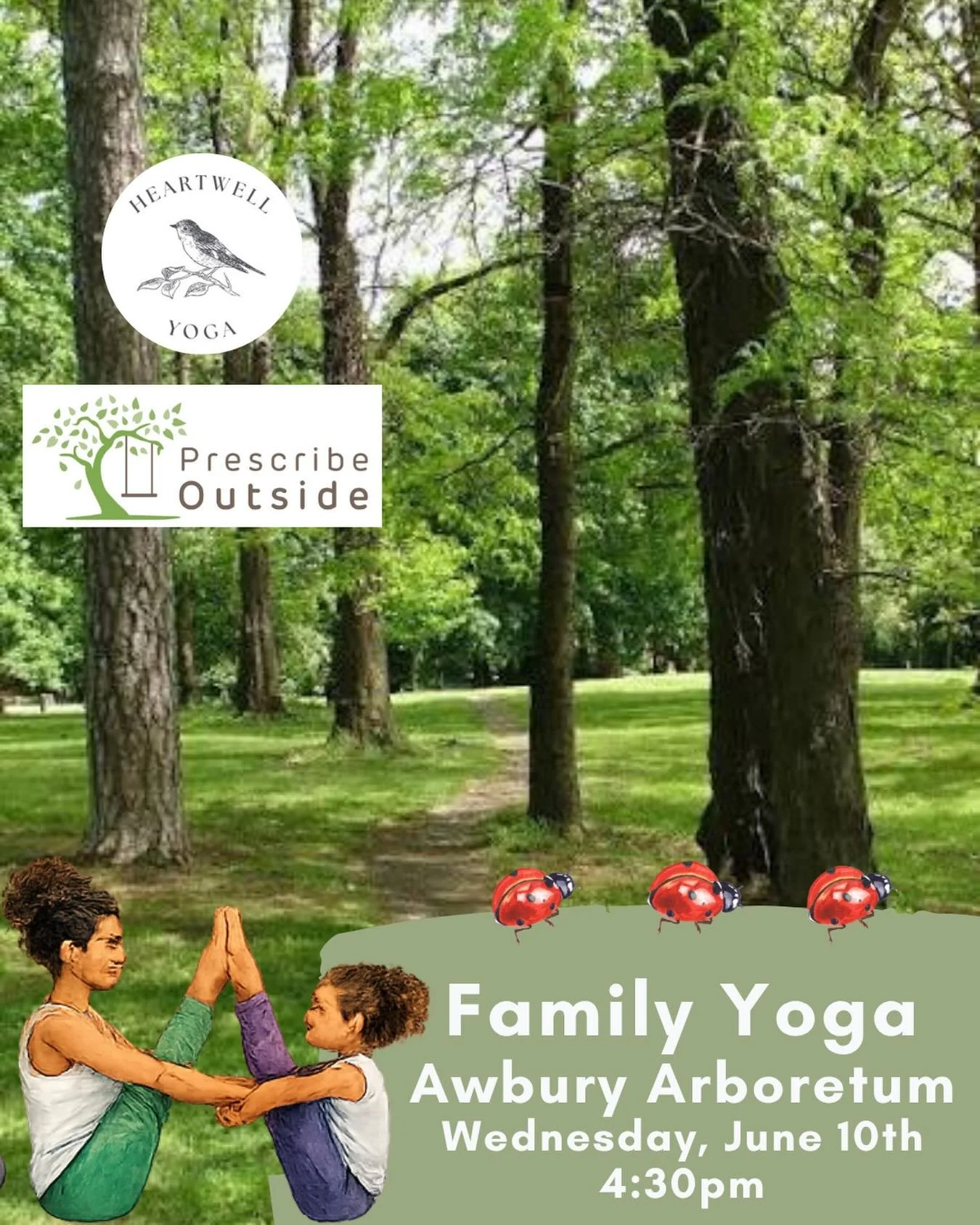 End your school/work day tomorrow with family yoga among the beauty of the Awbury Arboretum! ❤️

🗓️ Wednesday, June 10th
⏰ 4:30pm
📍 Cope House at the Awbury Arboretum (meet at the tent)
✌️ Register through @prescribeoutsidephilly 
*There is no cost