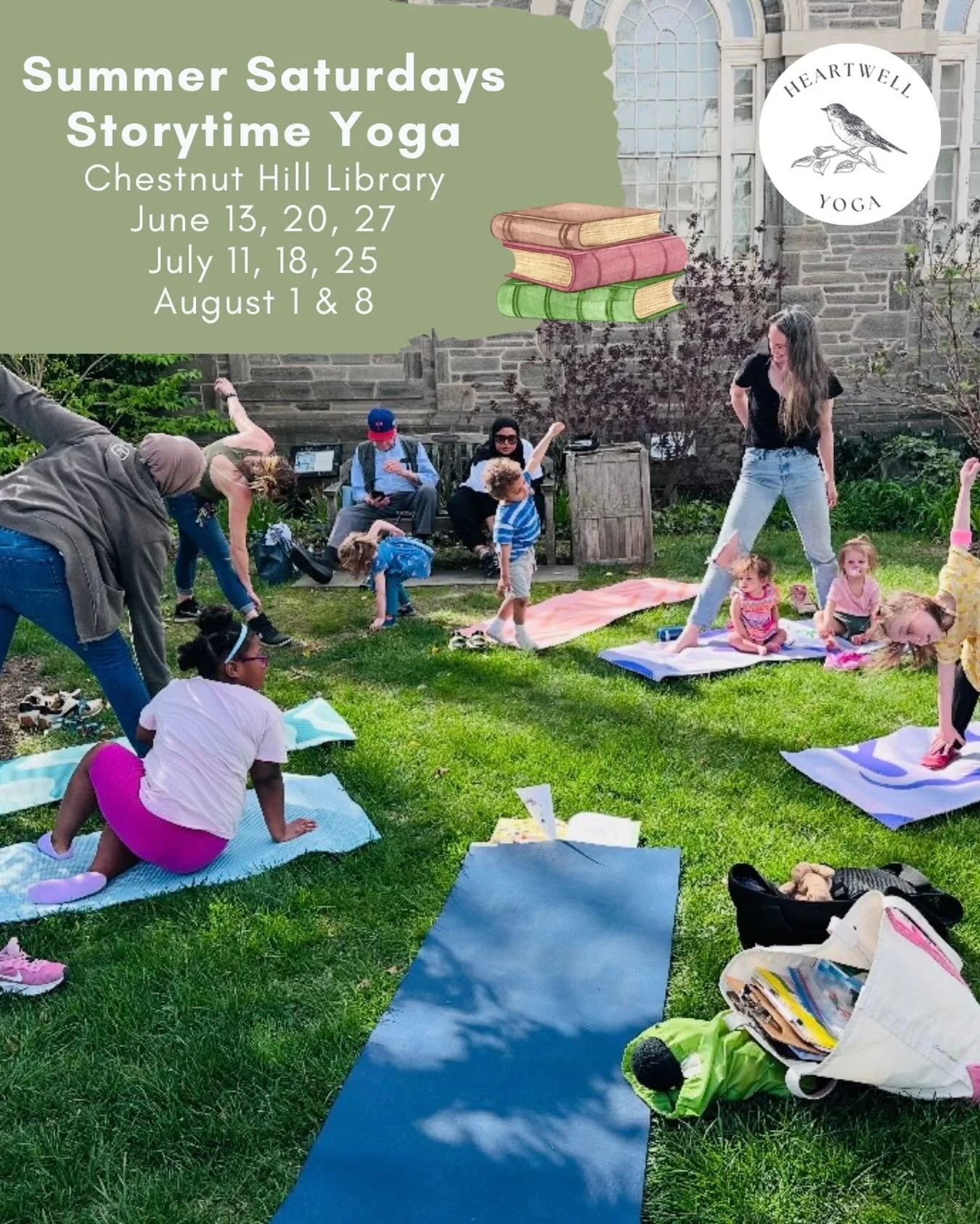 Storytime Yoga: Summer Saturdays at the Chestnut Hill Library!

Join us on the lawn next to the library for a free family yoga class every Saturday morning through August 8th! 

⏰ 11am
📍 Chestnut Hill Library, 8711 Germantown Ave.
✌️ Bring a yoga ma