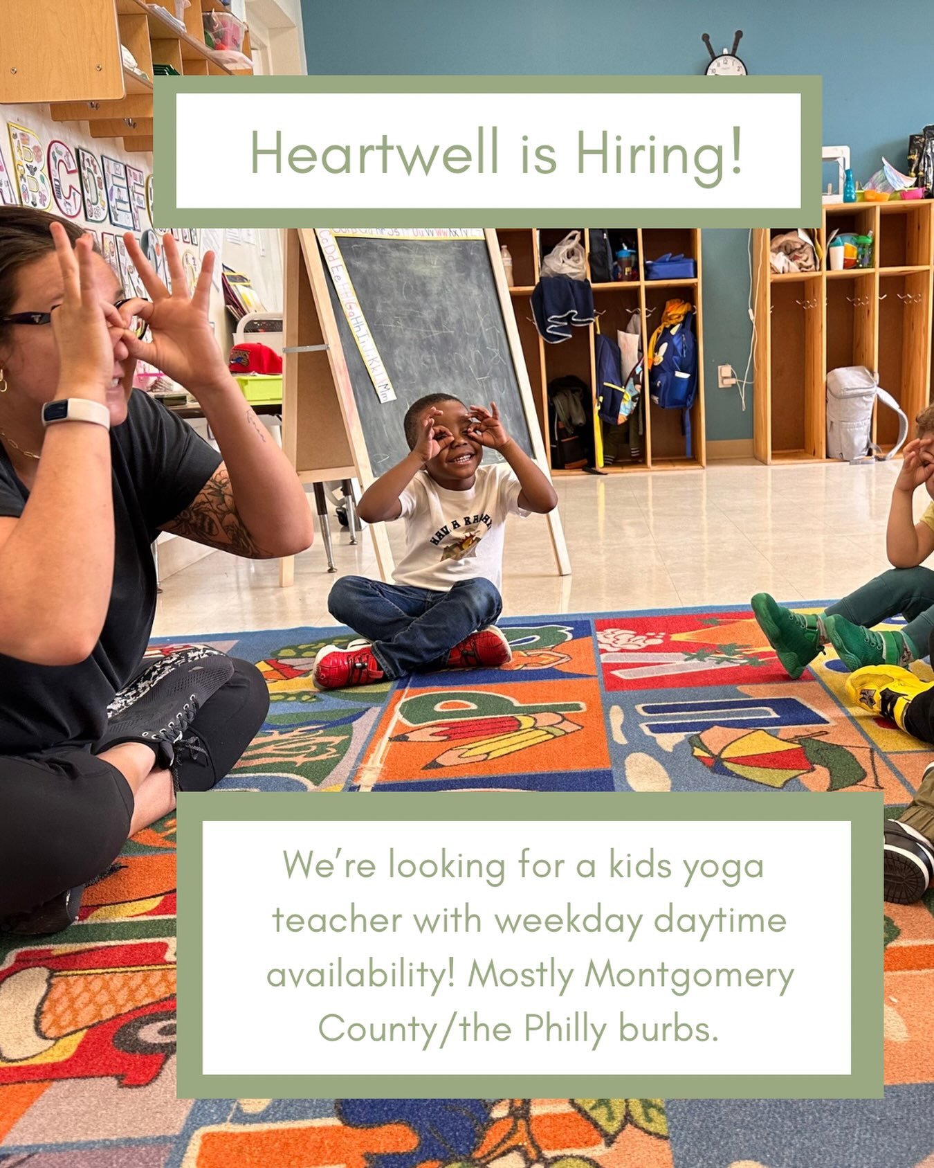 Is this you or someone you know? Send us a DM or email heartwellyoga@gmail.com 💕

✨ This would be perfect for someone with daytime weekday flexibility. Likely a few hours per week.
✨ Must have completed a Kids Yoga Teacher Training 
✨ local to (or a