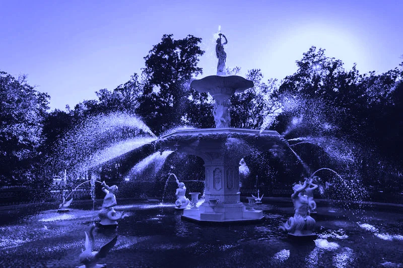 The fountain in Forsyth Park today, the icon of Savannah.