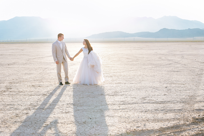 desert dry lake beds las vegas trash the dress wedding photo