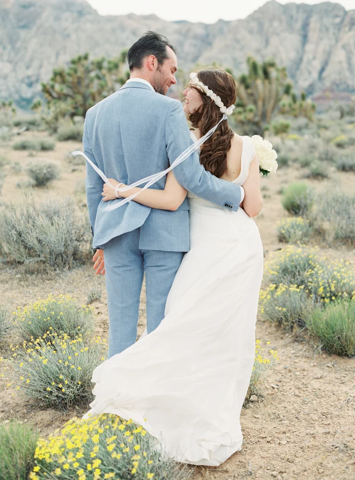 las vegas red rock desert wedding photo wildflowers