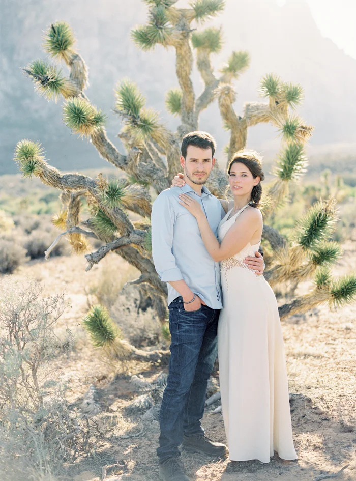 joshua trees desert engagement photo