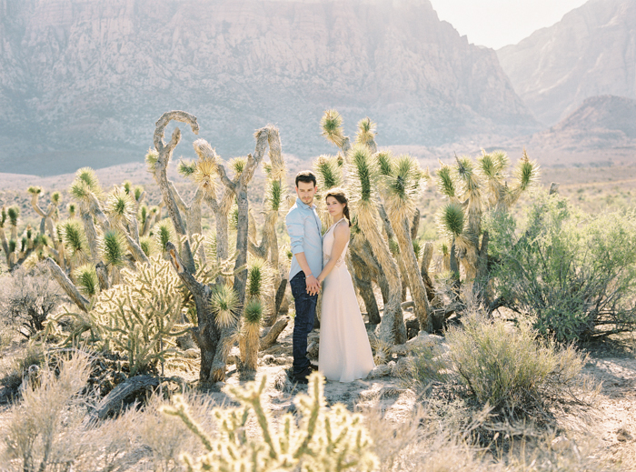 joshua trees desert engagement photo