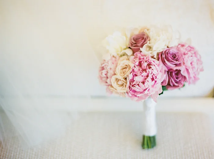 pink peonies wedding bouquet