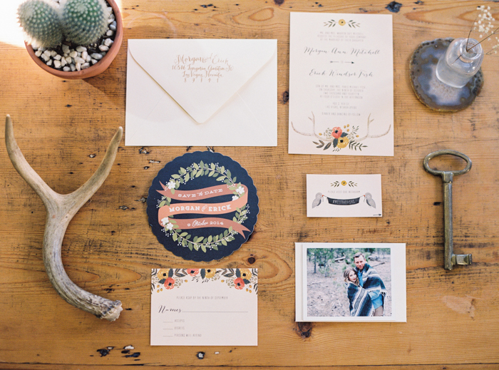 boho wedding save the dates by kelli murray