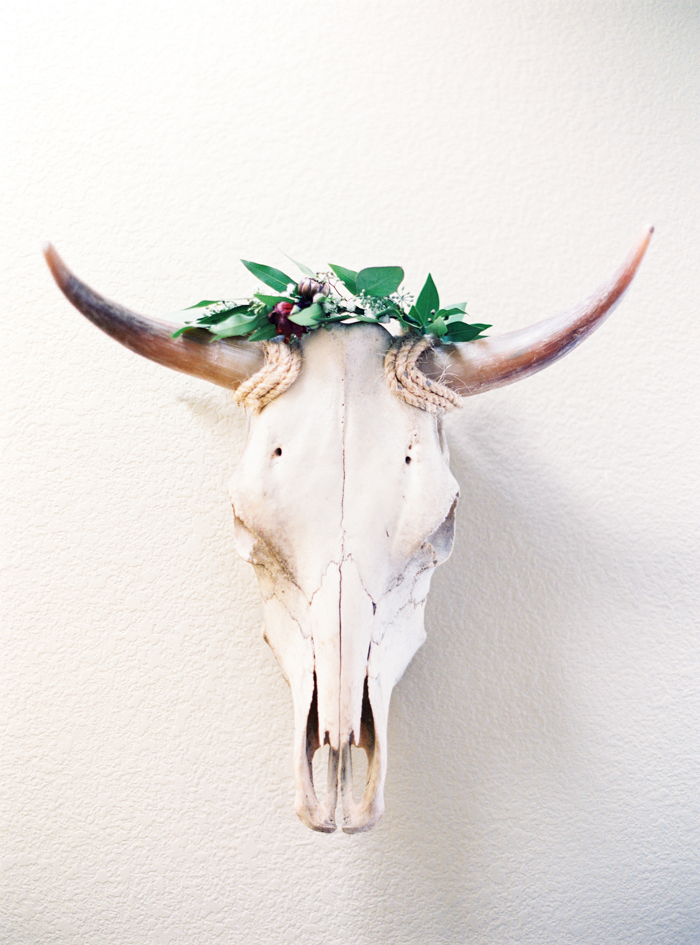 cow skull flower crown wedding 