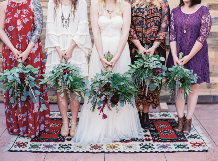 free people bhldn anthropologie wedding dress and eucalyptus bouquets