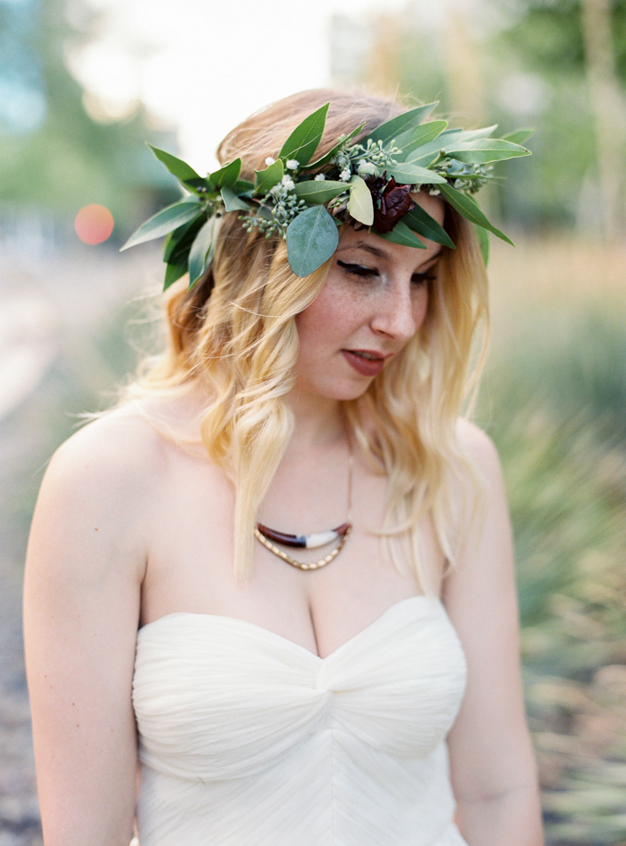 las vegas wedding with boho flower crown 