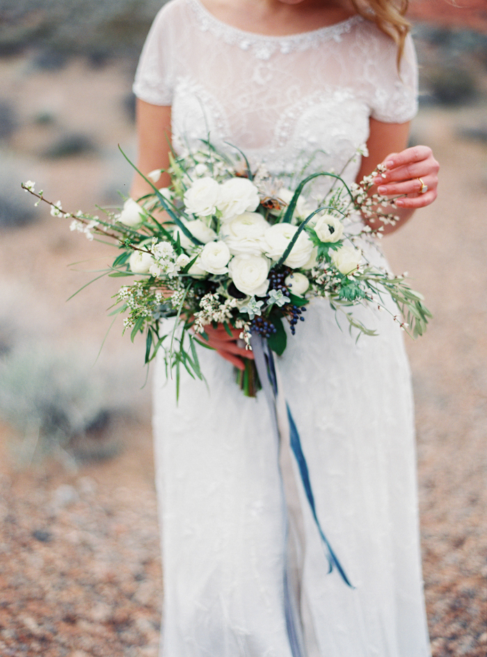 desert and indigo inspired valley of fire wedding bouquet