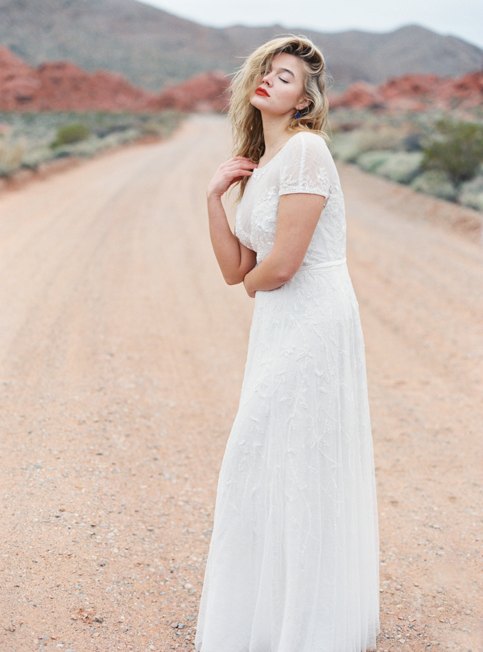 desert and indigo inspired valley of fire wedding dress