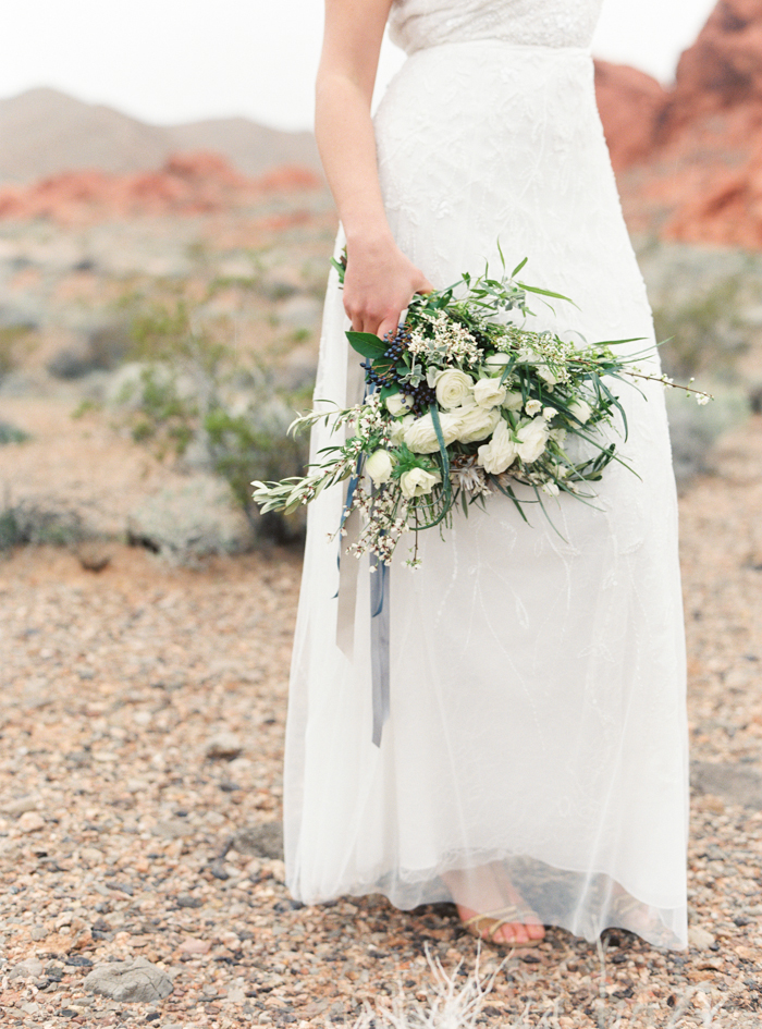 desert greens and indigo inspired valley of fire wedding bouquet