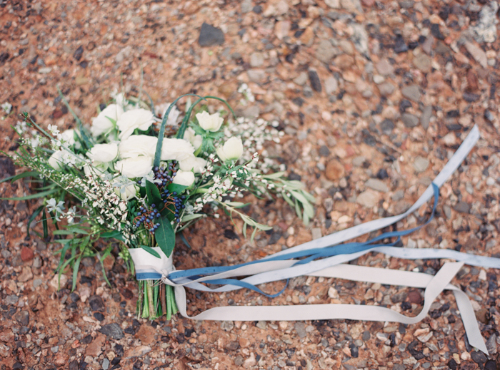 desert greens and indigo inspired valley of fire wedding bouquet
