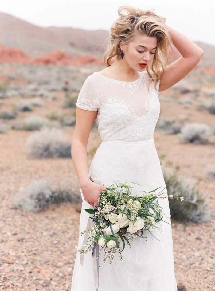 desert and indigo inspired valley of fire wedding dress