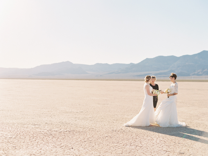 romantic eldorado dry lake bed elopement | las vegas elopement photographer| gaby j photography | same sex desert elopement inspiration | peachy keen unions