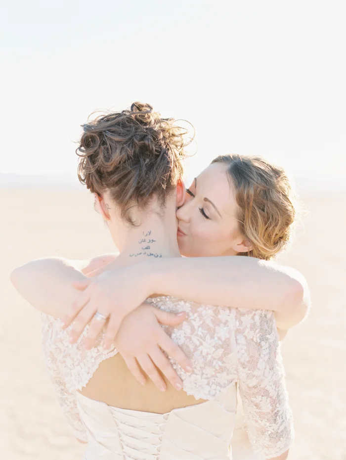 romantic eldorado dry lake bed elopement | las vegas elopement photographer| gaby j photography | same sex desert elopement inspiration