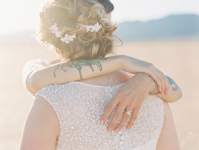 romantic eldorado dry lake bed elopement | las vegas elopement photographer| gaby j photography | same sex desert elopement inspiration