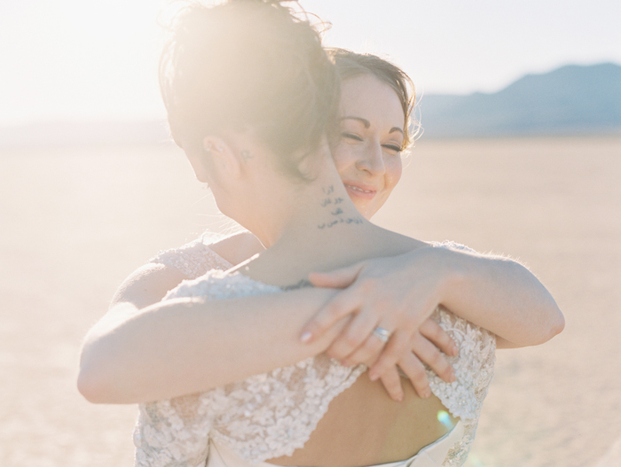 romantic eldorado dry lake bed elopement | las vegas elopement photographer| gaby j photography | same sex desert elopement inspiration