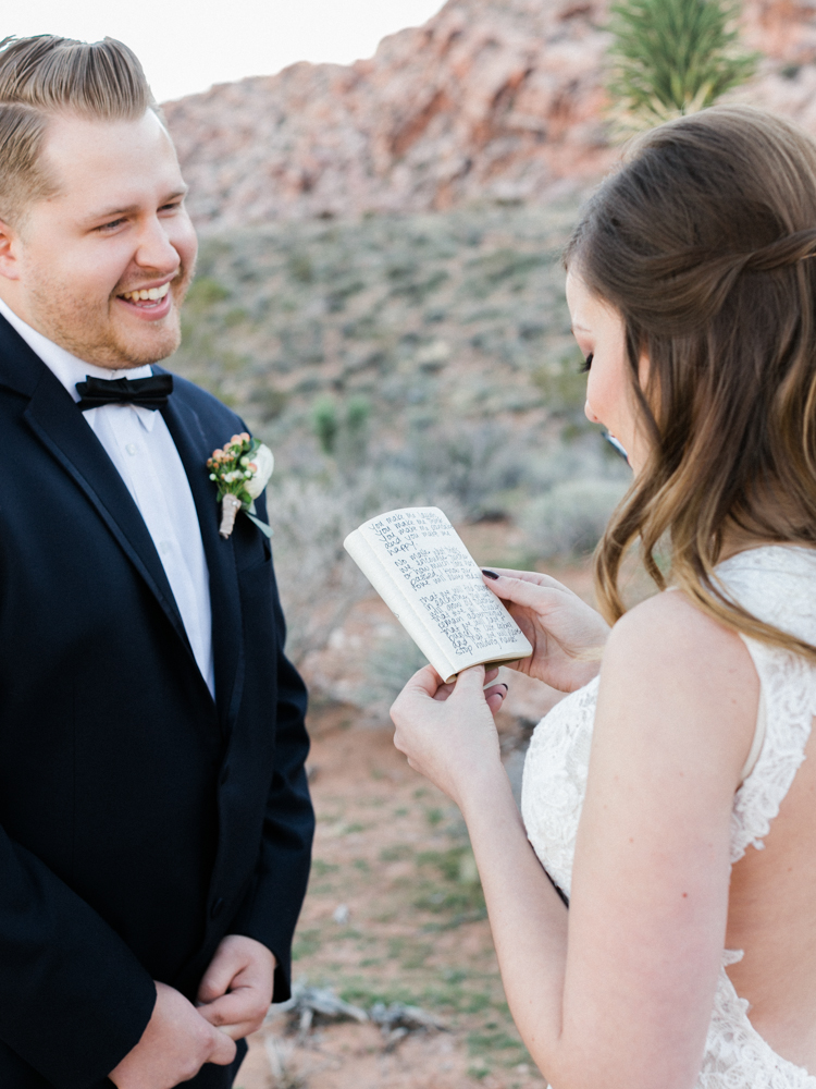 small wedding at red rock canyon national park | desert elopement | gaby j photography | las vegas elopement | danani handmade adornments | peachy keen unions
