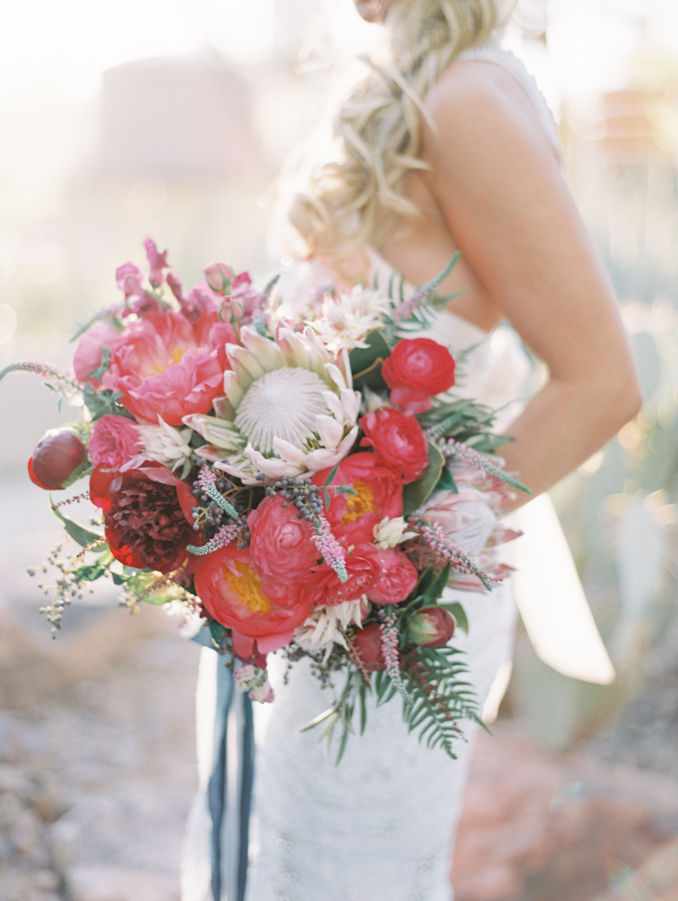 pink and magenta boho wedding bouquet inspiration