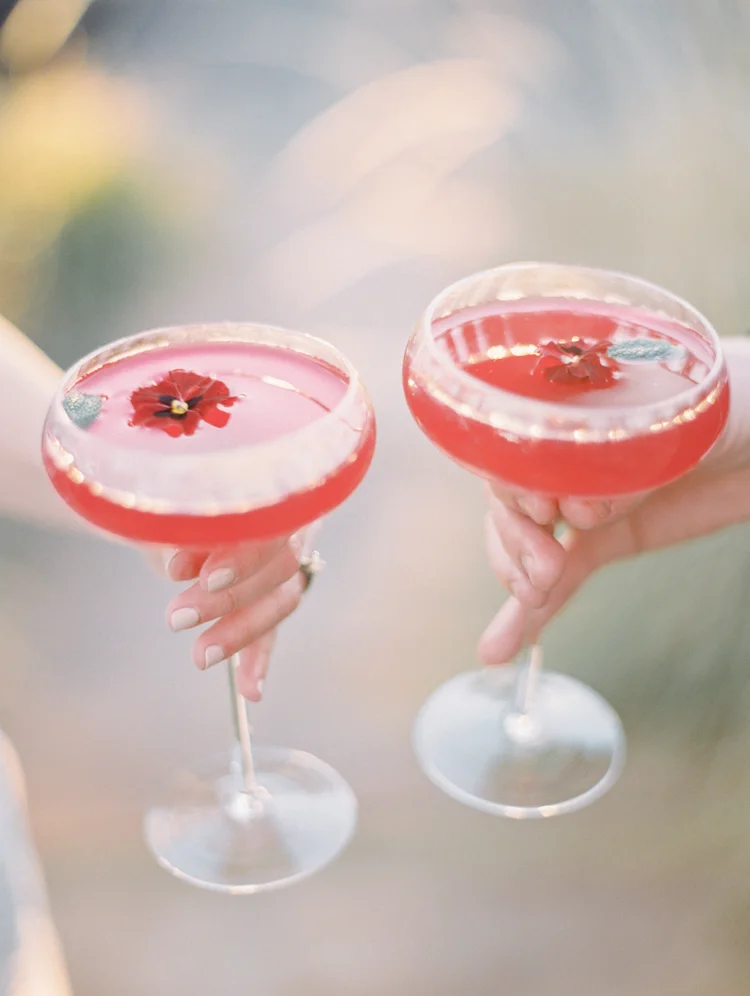 red magenta cocktail wedding drinks