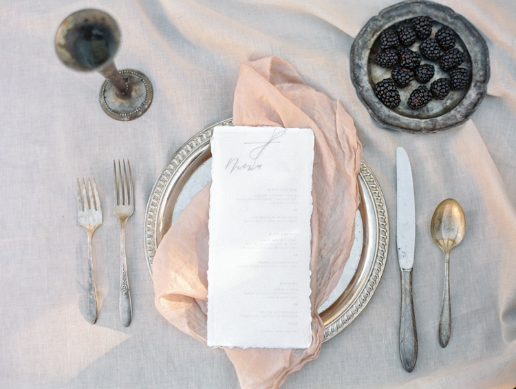 graceful romantic intimate tuscan inspired wedding tablescape