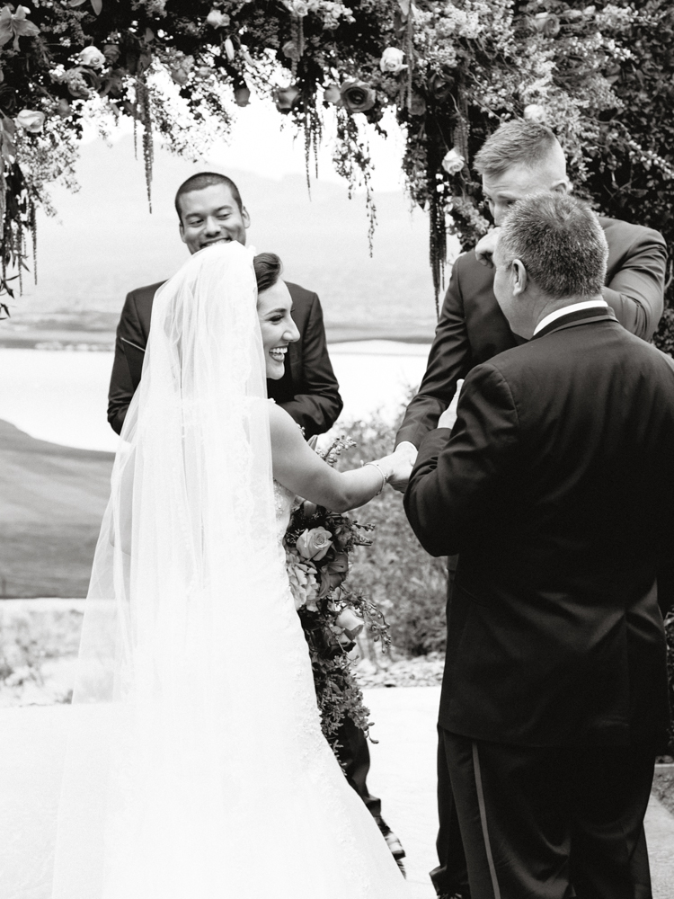 dad crying giving his daughter away ceremony aisle