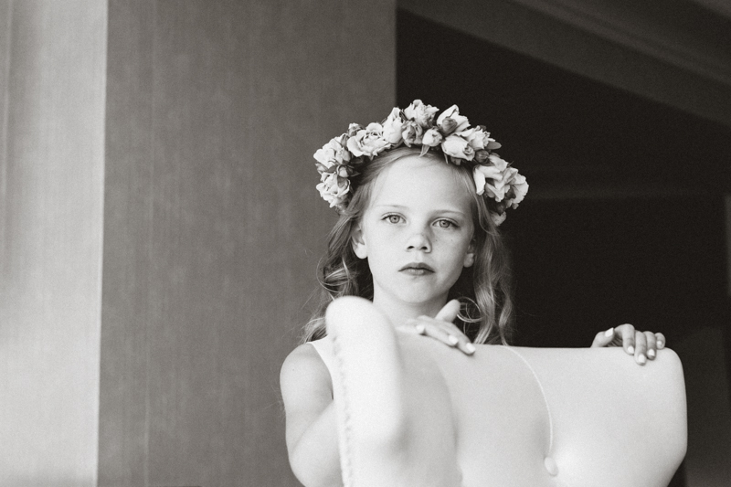 flower girl wearing flower crown