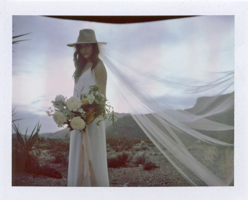 bridal portrait on polaroid fp 100c
