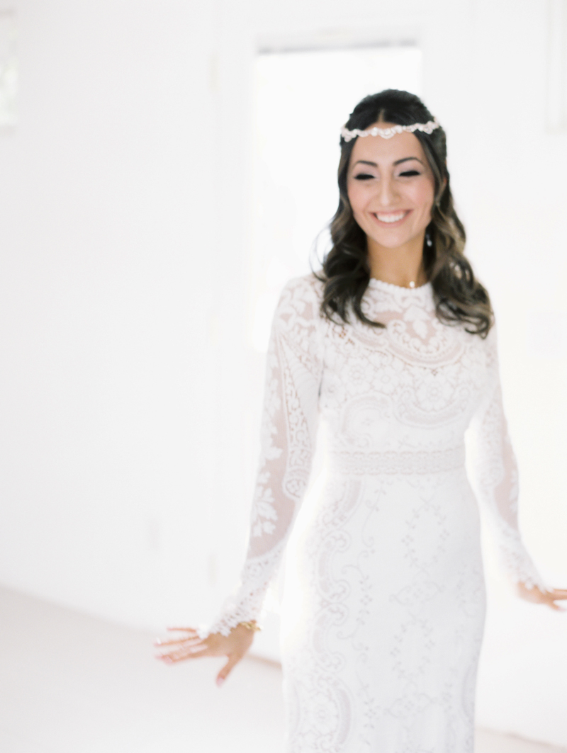 bride smiling before ceremony